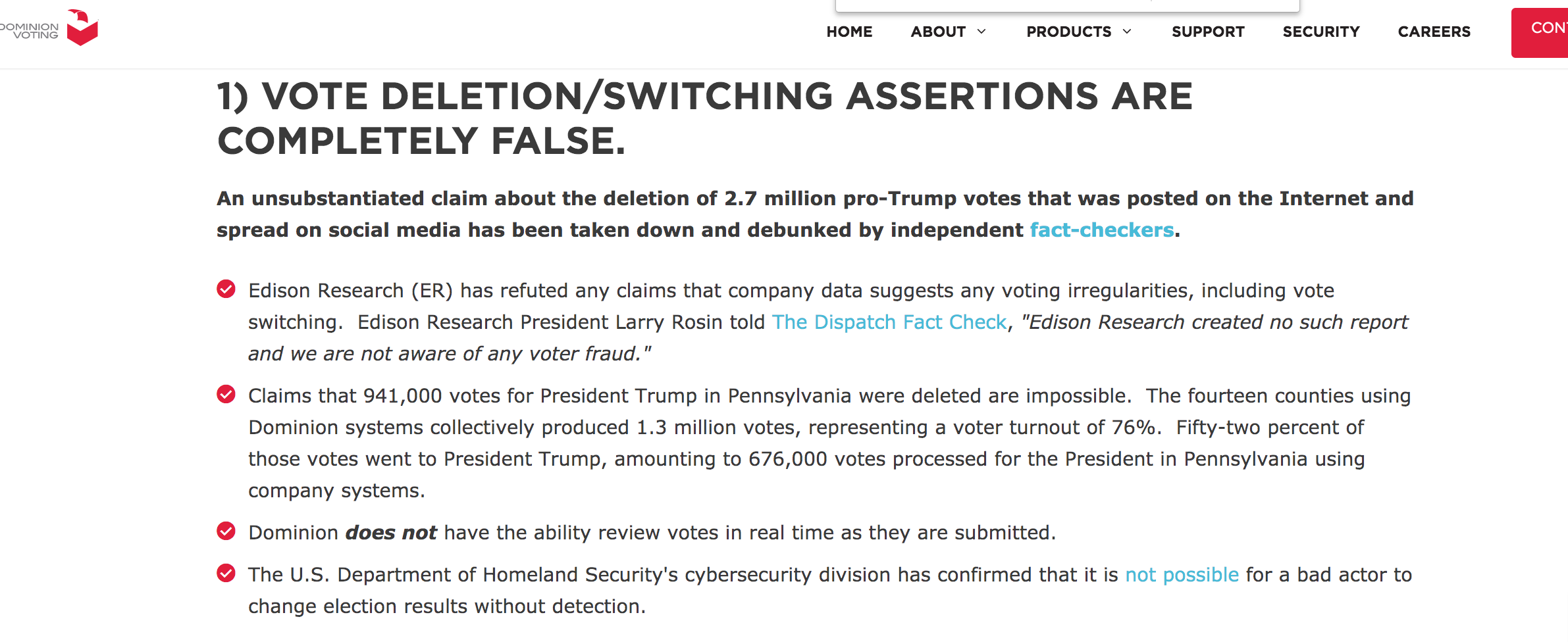 Fact Check Dominion Voting Systems CANNOT Change Votes In Real Time   Screen Shot 2020 11 19 At 4.43.25 PM 